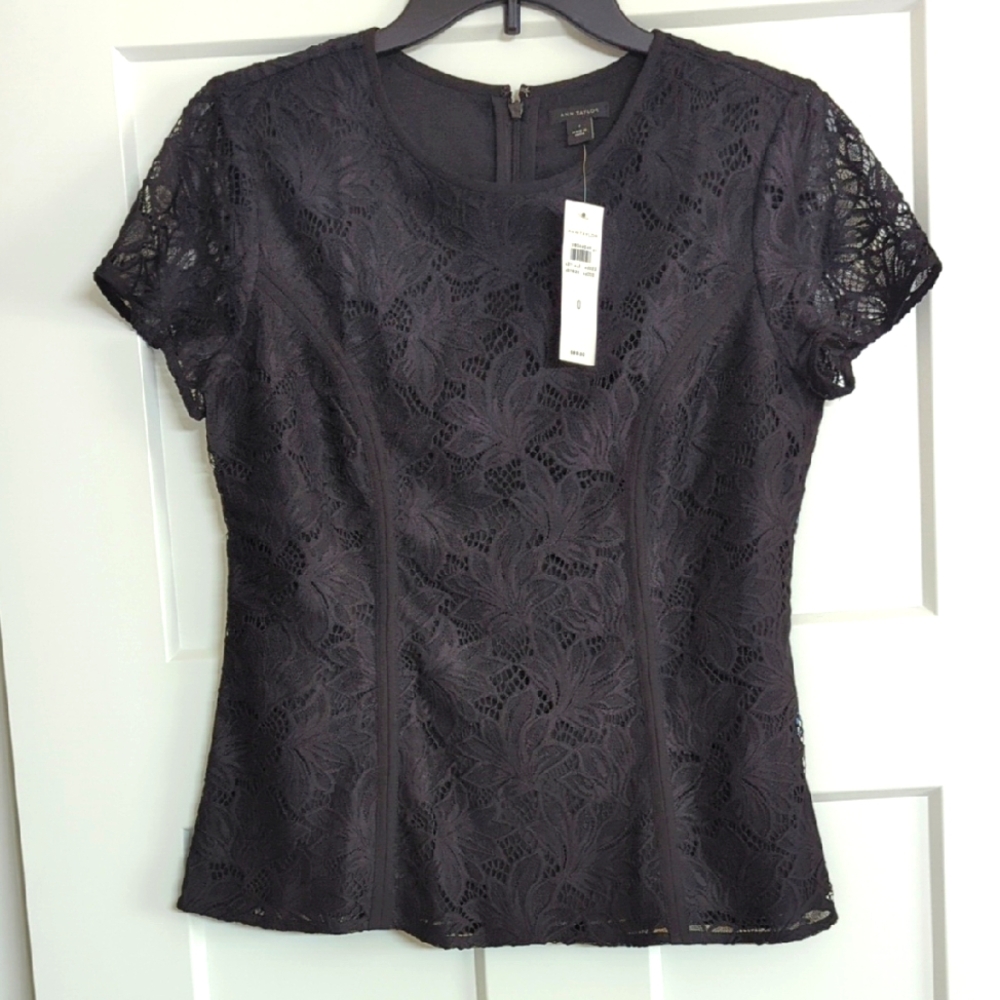 Ann Taylor Black Lace Blouse